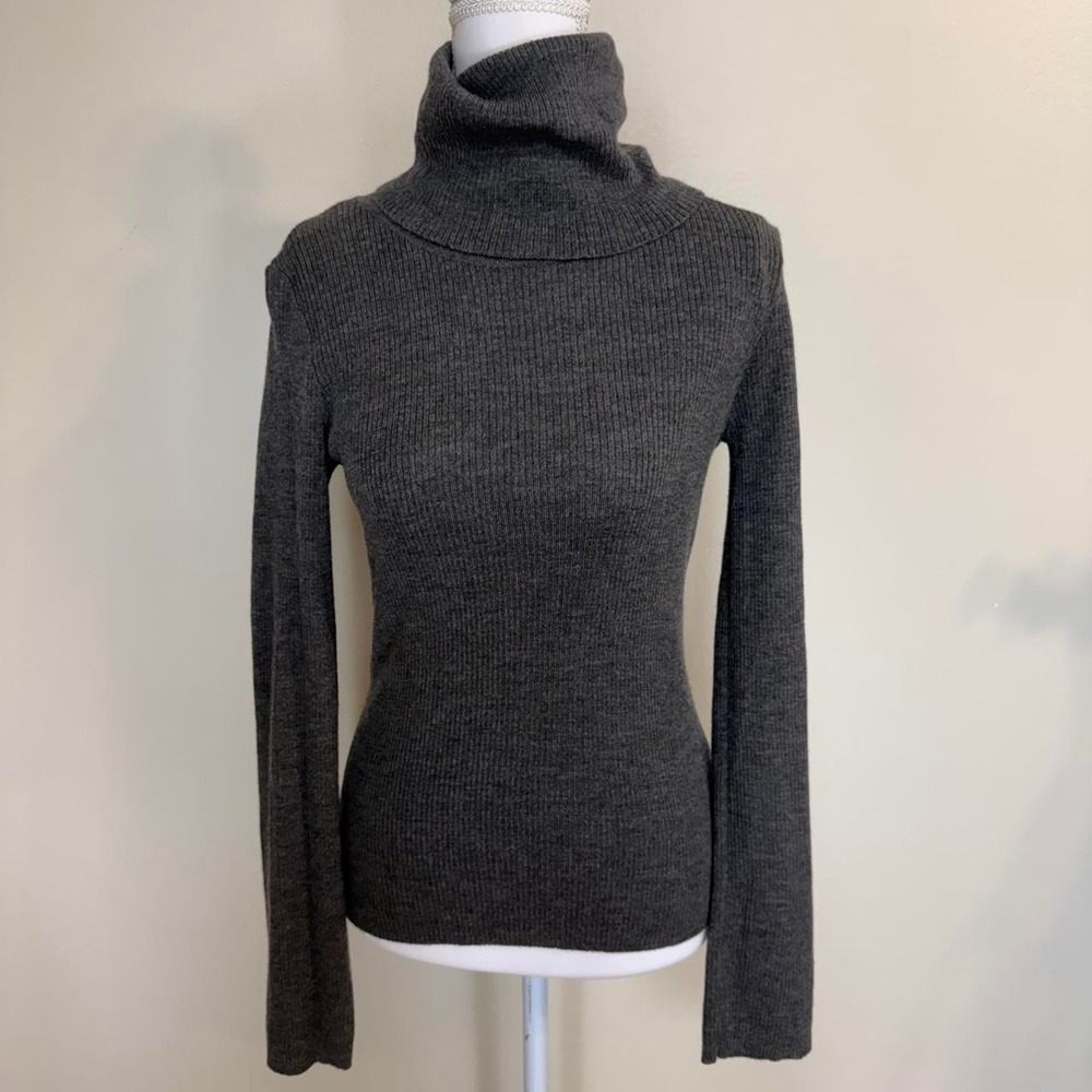 J.Crew 100% Merino Wool Turtleneck Sweater Grey Womens S Old Money Preppy